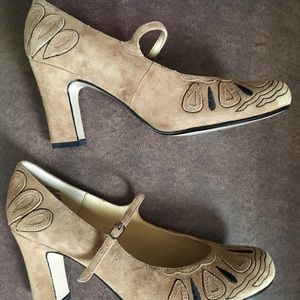 Pazzo Tan Suede Mary Jane Heels